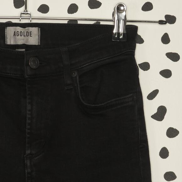 Agolde Black Wash Denim Sophie Cropped Skinny Jeans - Picture 4 of 11